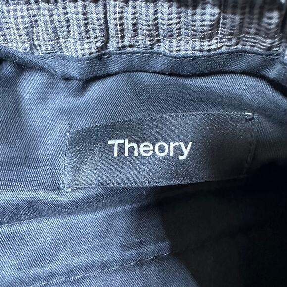 Theory NWT Zaine Classic-Fit Drawstring Pant Kelso Checked Nylon Size 34 Gray - Picture 5 of 12